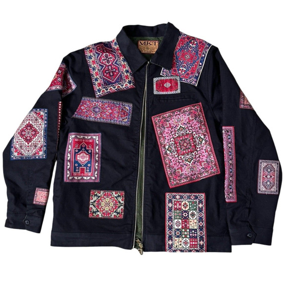 Market Studios x LES BENJAMINS REVERSIBLE RUG JACKET Large Mens NWOT - Picture 3 of 9